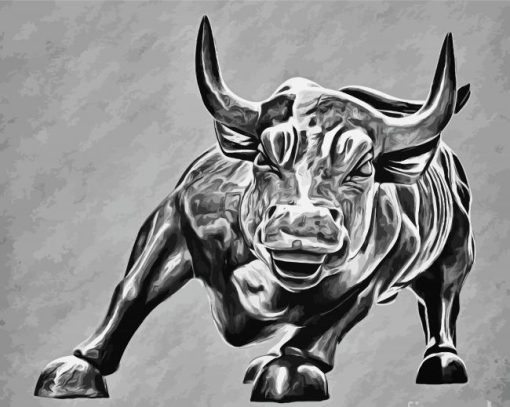 Monochrome Wall Street Bull Art Diamond Painting