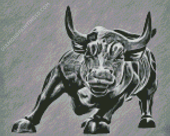 Monochrome Wall Street Bull Art Diamond Painting