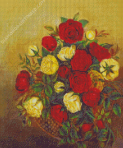 Red And Yellow Roses Basket Diamond Painting