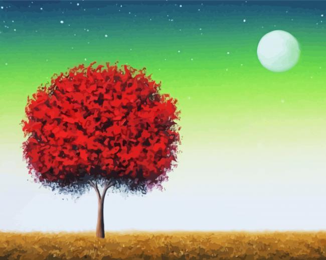 Red Tree Art Diamond Painting