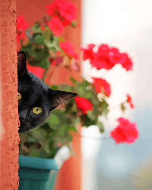 Sneak Peek Black Cats And Flowers Diamond Painting