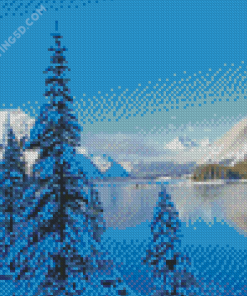 Snowy Rawson Lake Alberta Diamond Painting