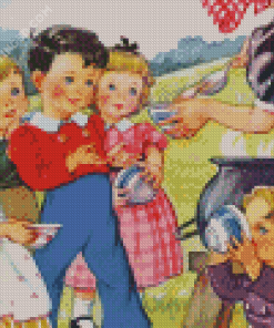 Vintage Children Eating Diamond Painting