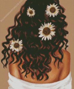 Flowers and Curly Hair Diamond Painting