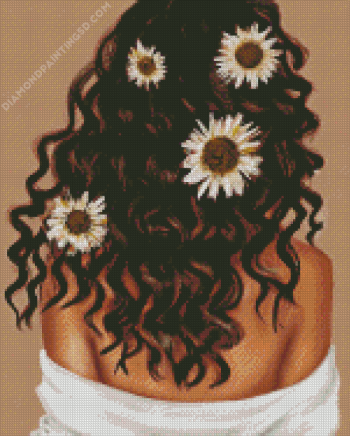 Flowers and Curly Hair Diamond Painting