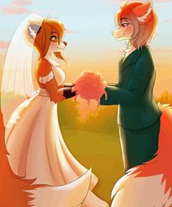 Fox Couple Wedding Diamond Painting