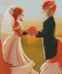 Fox Couple Wedding Diamond Painting