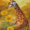 Giraffe and Sunflower Diamond Painting