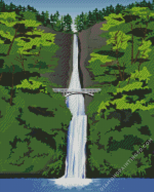 Illustration Multnomah Falls Diamond Painting