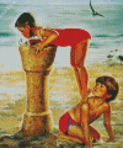 Kids Playing On Beach Diamond Painting