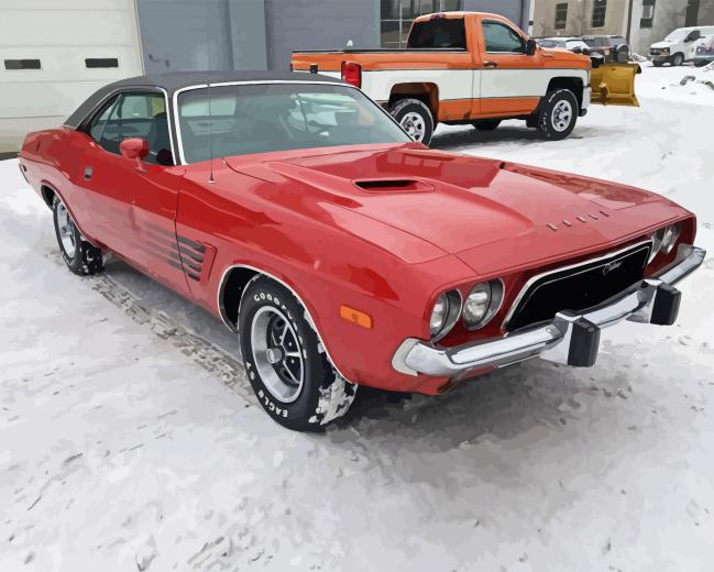 Red 1974 Challenger Diamond Painting