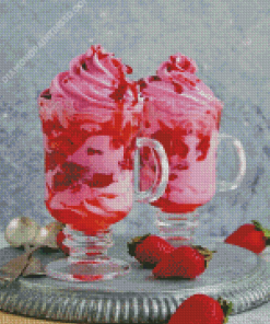 Strawberry And Cream Cups Diamond Painting