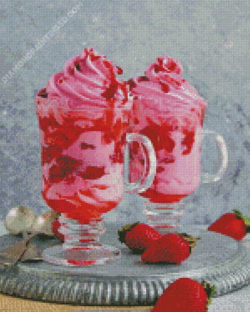 Strawberry And Cream Cups Diamond Painting