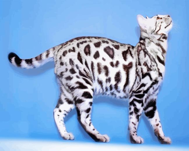 White Bengal Cat Diamond Painting