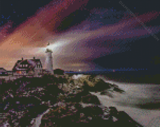 Lighthouse Night Time Diamond Painting