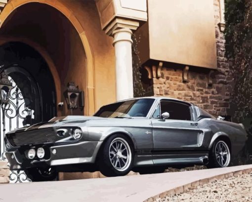 Grey 1967 Ford Mustang Diamond Painting