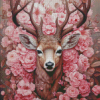 Pink Floral Deer Diamond Painting