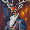 Vintage Deer Wearing Clothes Diamond Painting