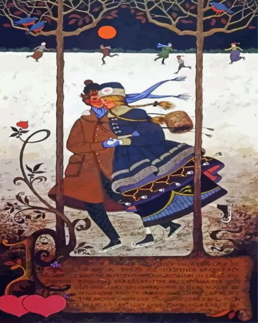 Charles Wysocki Lover's Waltz paint by numbers Charles Wysocki Lovers Waltz Diamond Painting