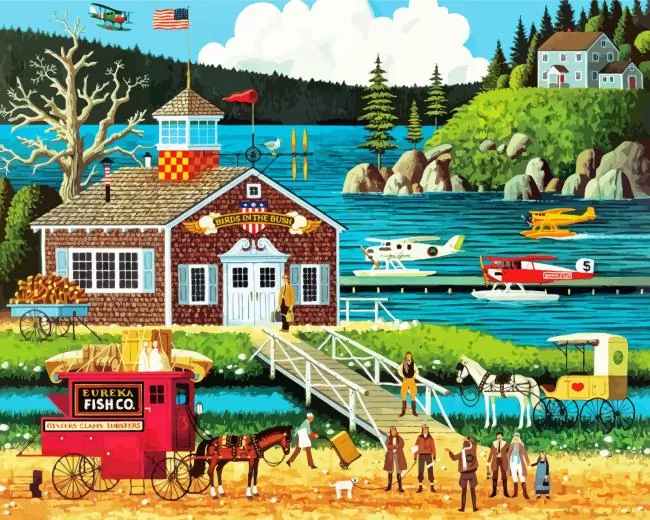 Charles Wysocki birds of a feather paint by number Charles Wysocki Birds Of Feather Diamond Painting