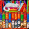 Cat Bookshelf By Charles Wysocki Diamond Painting